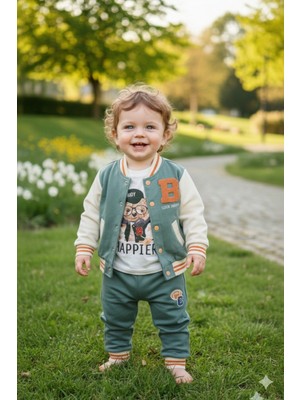 Lino Baby Happıer Kolej Çeketli %100 Pamuk Erkek Bebek Takım