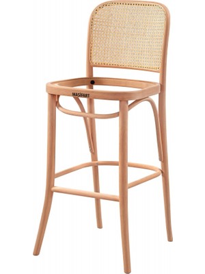 Masifart Achime Hasırlı Petek Döşemeli Bar Sandalyesi Cilasız Ham