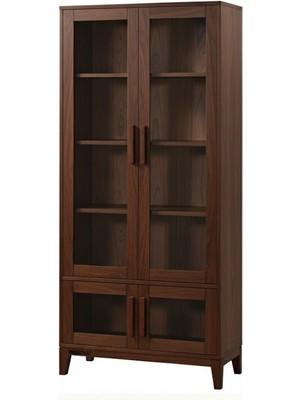 Masifart Asal Çekmeceli Camlı Kitaplık