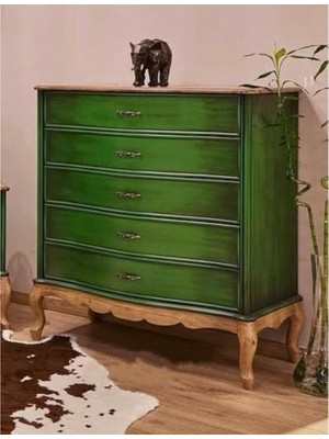 Masifart Barcelona Şifonyer Yeşil Eskitmeli