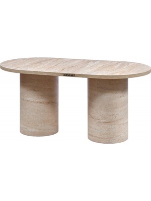 Masifart Gery Yapay Traverten 160 Lık Oval Silindir Masa