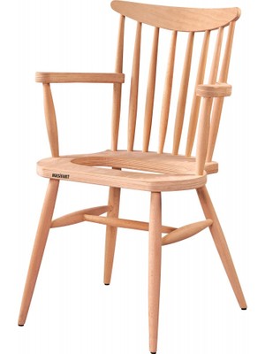 Masifart Martoni Kırlangıç Döşemeli Kollu Sandalye Cilasız Ham