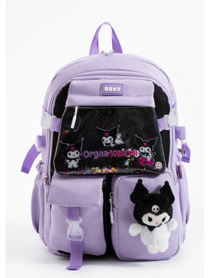 Roxy Kuromi Çok Bölmeli Su Geçirmez Çocuk Okul Çantası Mor 20-24,9 Litre Kapasite Yıkanabilir