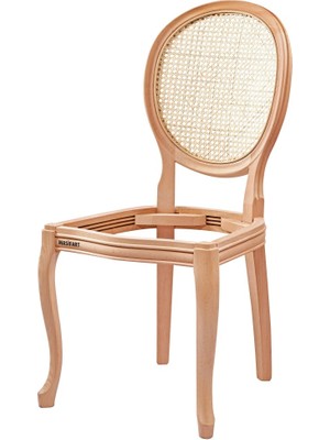 Masifart Hypat Hasırlı Madalyon Sandalye Cilasız Ham