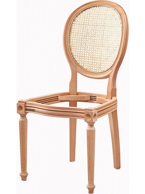 Masifart Alirio Hasırlı Tornalı Sandalye Cilasız Ham