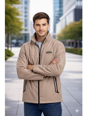 SINWEAR Erkek Baharlık Su ve Rüzgar Geçirmez Mont Dik Yaka Mevsimlik Fermuarlı Spor Outdoor Ceket