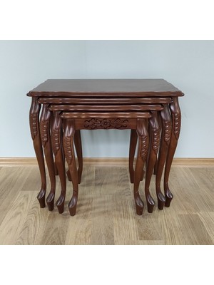 Masifart Plum Lükens Oymalı Zigon Sehpa Klasik Ceviz