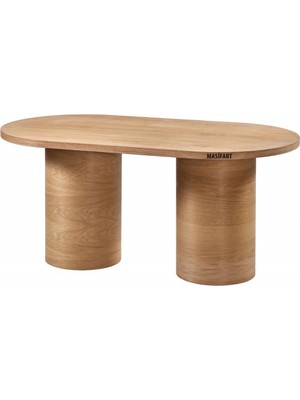 Masifart Taus 180 Lik Meşe Silindir Oval Masa Cilasız Ham