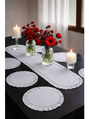 Ayzen Home Fırfırlı Runner Fırfır Supla Set 6 Lı ve 8li Secenekli