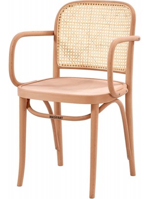 Masifart Antimo Hasırlı Kollu Petek Sandalye Cilasız Ham