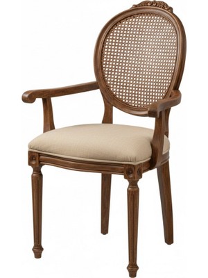 Masifart Castrum Hasırlı Tornalı Oymalı Kollu Sandalye