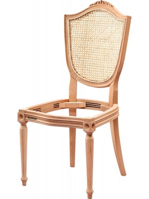 Masifart Marina Hasırlı Kupa Oymalı Tornalı Sandalye Cilasız Ham