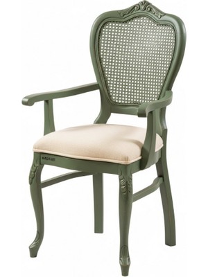 Masifart Flavus Hasırlı Ayak Oymalı Kollu Sandalye