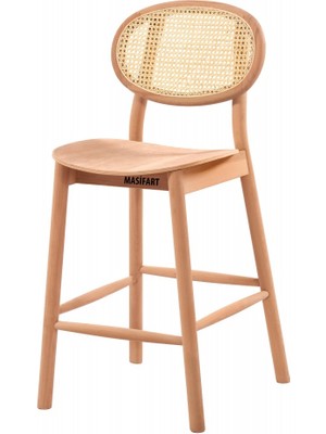 Masifart Damina Hasırlı Miami Bar Sandalyesi Cilasız Ham