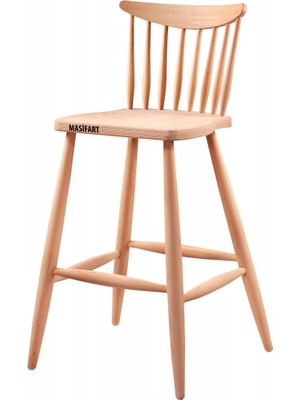 Masifart Remini Kırlangıç Bar Sandalyesi Cilasız Ham