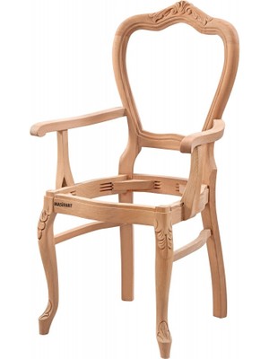 Masifart Cella Ayak Oymalı Kollu Sandalye Cilasız Ham