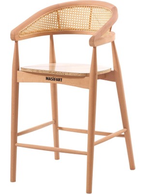 Masifart Gratus Hasırlı Gazel Bar Sandalyesi Cilasız Ham