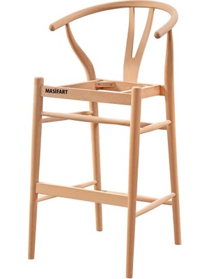 Masifart Konıt Danish Bar Sandalyesi Cilasız Ham