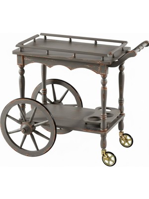 Masifart Ivory Büyük Teker Servis Arabası