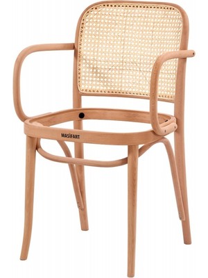 Masifart Carha Hasırlı Kollu Döşemeli Petek Sandalye Cilasız Ham