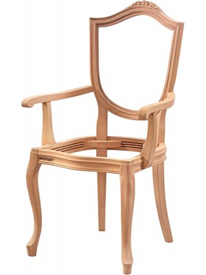 Masifart Dequan Kupa Oymalı Kollu Sandalye Cilasız Ham