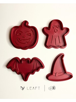 Cadılar Bayramı Kurabiye Kalıbı Seti, 3D Baskı, Hayalet, Yarasa, Balkabağı, Cadı Şapkası