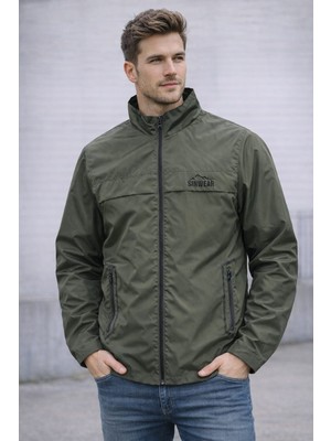 SINWEAR Erkek Baharlık Su ve Rüzgar Geçirmez Mont Dik Yaka Mevsimlik Fermuarlı Spor Outdoor Ceket