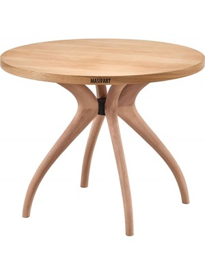 Masifart Sverus 120 Lik Meşe Samyeli (4 Lü) Yuvarlak Masa Cilasız