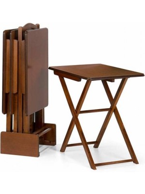 Masifart Çanta Zigon Sehpa 4`lü Ceviz Eskitme Ipek Mat