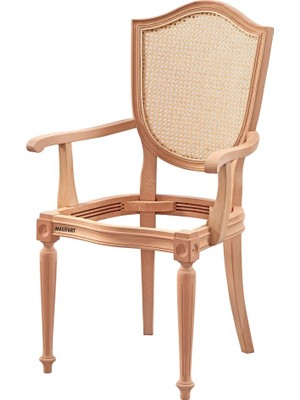 Masifart Kwint Hasırlı Kupa Tornalı Kollu Sandalye Cilasız Ham