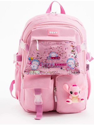 Roxy Stitch Kawaii Kore Tarzı Aksesuarlı Çok Bölmeli Çocuk Okul Çantası