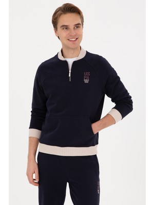 U.S. Polo Assn. Erkek Yarım Fermuarlı Comfort Fit Lacivert Basic Sweatshirt 50316303-VR033
