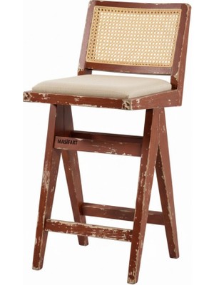 Masifart Paciano Hasırlı Luna Kolsuz Bar Sandalyesi