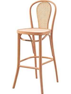 Masifart Zeus Hasırlı Vazo Bar Sandalyesi Cilasız Ham