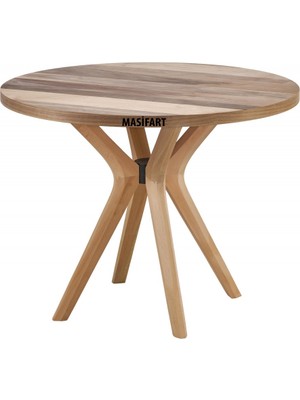 Masifart Alirio 90 Lık Ceviz Poli (4 Lü) Yuvarlak Masa Cilasız Ham