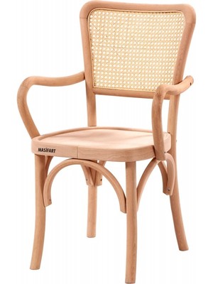 Masifart Gratus Hasırlı Lüks Tonet Kollu Sandalye Cilasız Ham