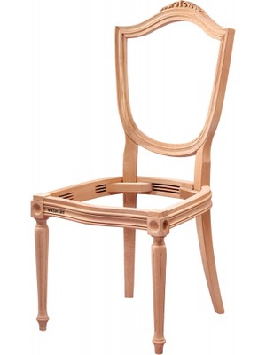 Masifart Solita Kupa Oymalı Tornalı Sandalye Cilasız Ham