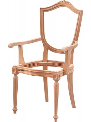 Masifart Adauto Kupa Oymalı Tornalı Kollu Sandalye Cilasız Ham