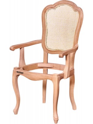 Masifart Lamar Hasırlı Florya Kollu Sandalye Cilasız Ham