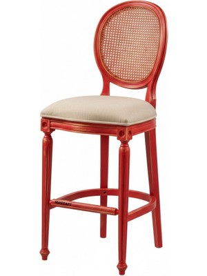 Masifart Alidia Hasırlı Tornalı Bar Sandalyesi