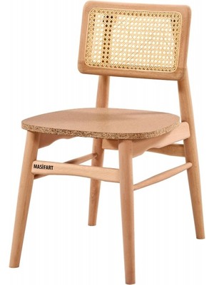 Masifart Abilio Hasırlı Mabel Sandalye Cilasız Ham