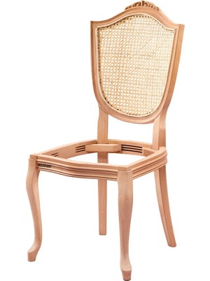 Masifart Hermet Hasırlı Kupa Oymalı Sandalye Cilasız Ham