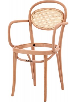 Masifart Klaudi Hasırlı Kollu Döşemeli Güneş Sandalye Cilasız Ham