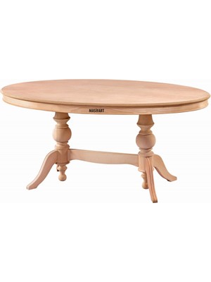 Masifart Rozet 170 Lik Çift Ayaklı Oval Masa Cilasız Ham