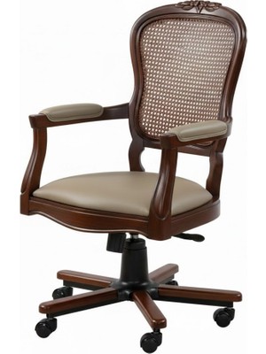 Masifart Data Hasırlı Oymalı Döner Koltuk