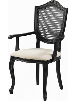 Masifart Naptun Hasırlı Kupa Oymalı Tornalı Kollu Sandalye