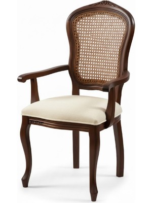 Masifart Lamaor Hasırlı Italyan Oymalı Kollu Sandalye