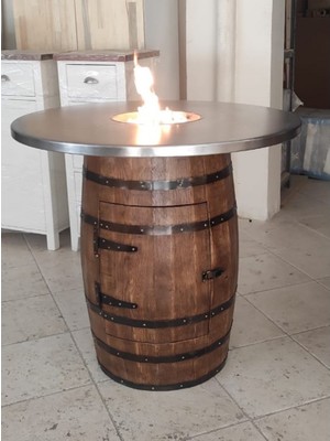 Masifart Sarafin Fıçı Masa Metal Tablalı Ateş Çukuru