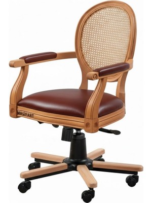 Masifart Alter Hasırlı Madalyon Döner Koltuk