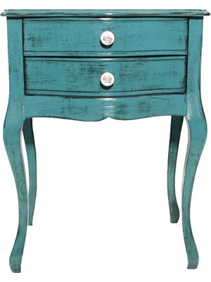 Masifart Paris Mavi Eskitme Komodin Çekmeceli Telefonluk